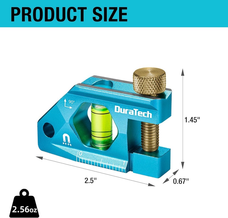 DURATECH 2.5-Inch Level, Magnetic Torpedo Level with 90° Bubbles, V-Groove, Large Viewing Window, Aluminum Alloy Body, Hanging Hole, SAE and Metric Scale for DIY Projects and Household Use - Image 2